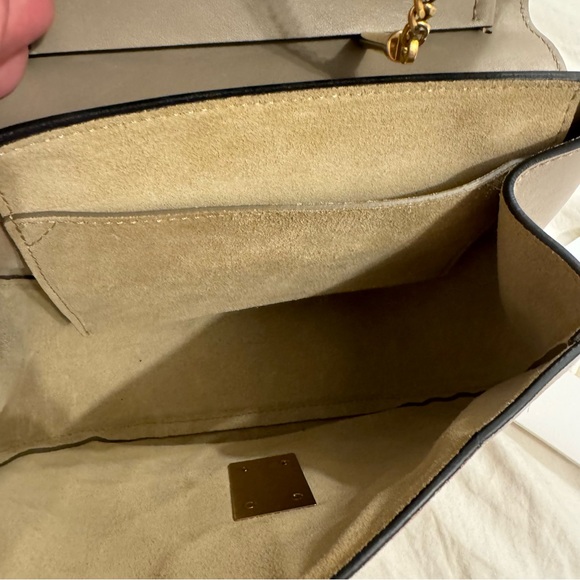 Chloe Drew Shoulder Bag in Multicolor Suede & Grey Leather with Gold Chain Strap - Picture 10 of 12